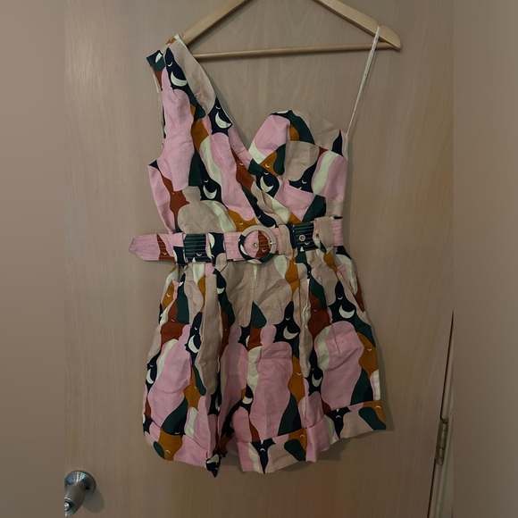 NWT Farm Rio The Kiss Multicolor One Shoulder Romper - Picture 6 of 10